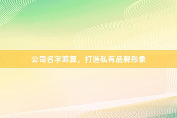 公司名字筹算，打造私有品牌形象